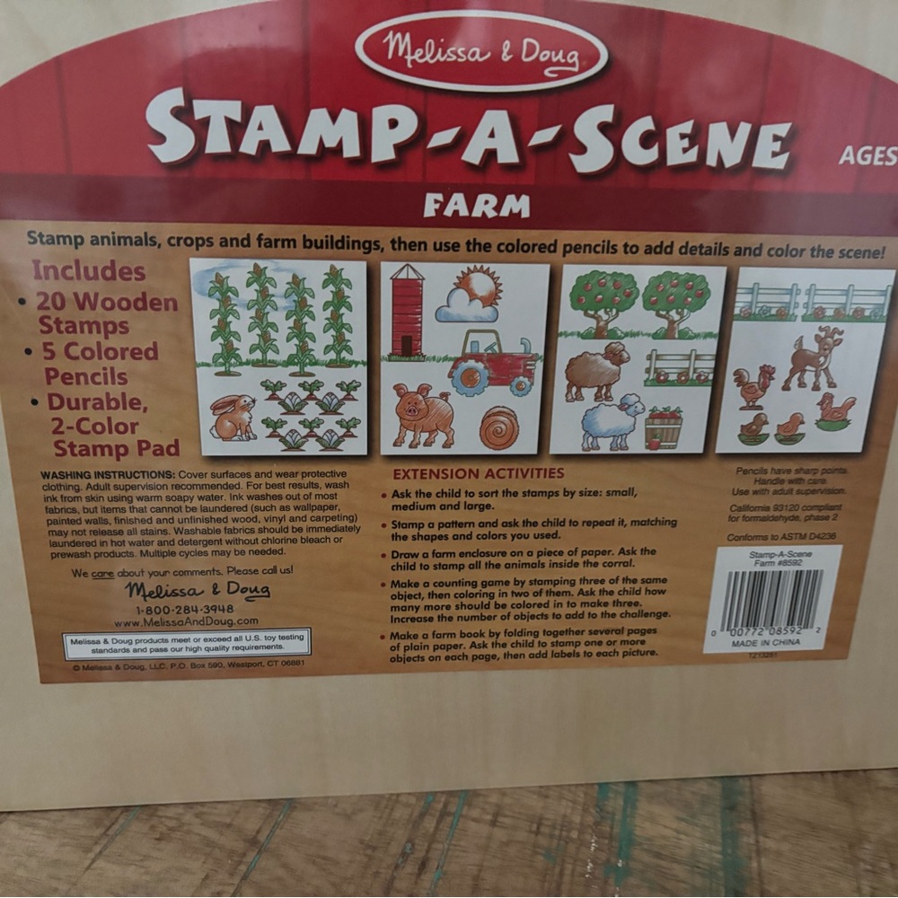 Melissa & Doug Farm Stamp Set with Wooden Stamps and Pencils